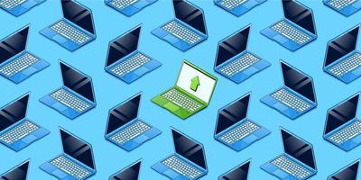 Seamless pattern with isometric modern laptops vector
