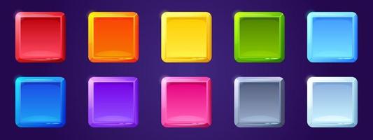 Set of game ui app icons, square buttons for menu vector