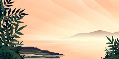 Early morning scenery landscape, beautiful nature vector