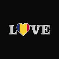 Love typography with Romania flag design vector