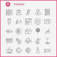 paquete de iconos dibujados a mano de pesca para diseñadores y desarrolladores vector