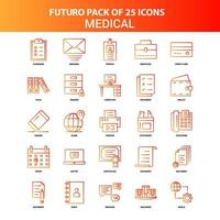 Orange Futuro 25 Medical Icon Set vector