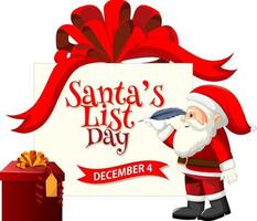 Santa's list day text banner design vector