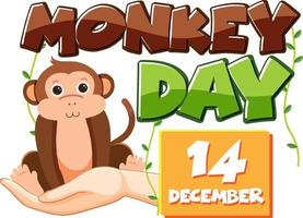 Monkey day text for banner or poster design vector