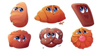 Cartoon bakery characters, cheerful personages vector