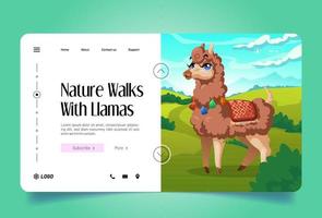 Nature walks with llamas landing page vector