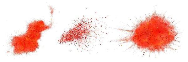 Chili pepper powder splash, spicy burst, red dust vector