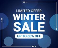 Limited offer Winter sale banner design with up to 60 percent off vector