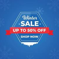 Winter sale banner design up to 50 percent off. vector
