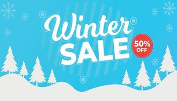 Winter sale banner template design with tree vector