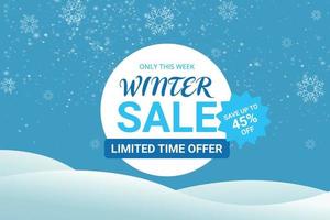 Winter sale banner design template with limited time. vector