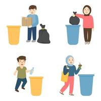 collecting waste and clean up garbage vector