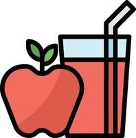 apple juice glass fruit beverage - filled outline icon vector