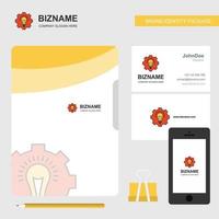 tarjeta de visita de portada de archivo de logotipo de empresa de ajuste de energía e ilustración de vector de diseño de aplicación móvil