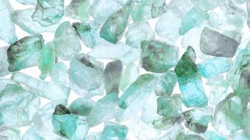 Apatite heap jewel stones texture on white light isolated background. Moving right seamless loop backdrop. video