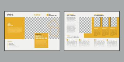 Corporate editable bifold brochure template design for business vector