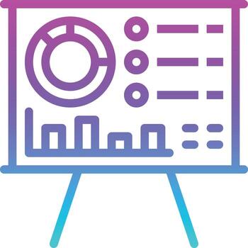 análisis gráfico del tablero de presentación - icono de degradado vector