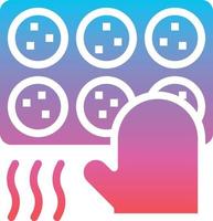 baking cookies glove oven - gradient solid icon vector