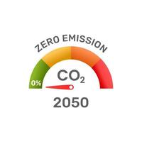 cero emisiones para 2050. proyecto net zero co2. flecha indicadora puesta a cero. vector