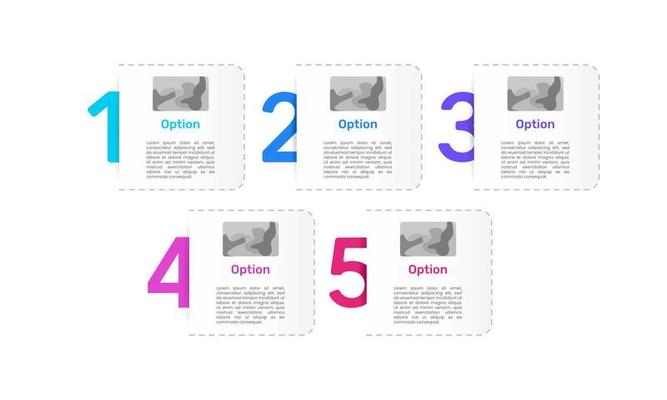Infographic patch 5 numbers colorful.