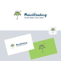 Raining and Umbrella vector logotype with business card template Elegant corporate identity Vector