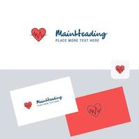 Heart ecg vector logotype with business card template Elegant corporate identity Vector