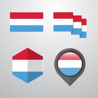 Luxembourg flag design set vector