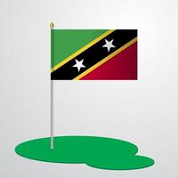 Saint Kitts and Nevis Flag Pole vector