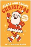 Merry Christmas and Happy New year. Santa Claus in trendy retro cartoon style. vector