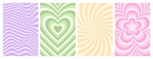 Y2k backgrounds. Waves, swirl, twirl, twisted, floral texture in trendy retro 2000s style. vector