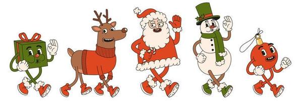 Merry Christmas and Happy New year. Santa Claus, Christmas tree, bear, snowman, reindeer. vector