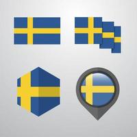 Sweden flag design set vector