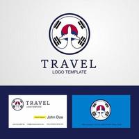 Travel Korea South Creative Circle flag Logo and Business card design vector