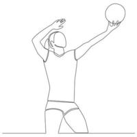 jugador de voleibol línea continua dibujo vector línea arte