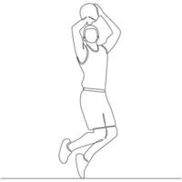 Basketball player continuous line drawing vector line art