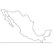 Continuous line drawing of map Mexico vector line art illustration