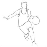 jugador de baloncesto línea continua dibujo vector línea arte