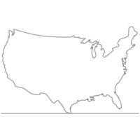 dibujo de línea continua del mapa estados unidos de américa ilustración de arte de línea vectorial vector