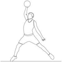 jugador de baloncesto línea continua dibujo vector línea arte