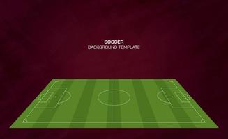 Vector illustration of soccer field with blank space on abstract red background. Football background.