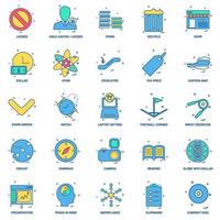 25 conjunto de iconos de color plano de mezcla de concepto de negocio vector