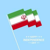 diseño tipográfico del día de la independencia de irán con vector de bandera