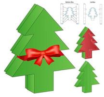 Christmas Tree Box packaging die cut template design. 3d mock-up