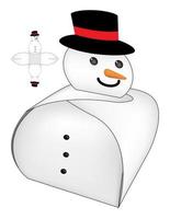 Snowman Box packaging die cut template design. 3d mock-up vector