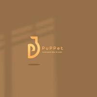 logo icon design letter P shape puppet color brown luxurious elegant simple for eps 10 doll shop vector