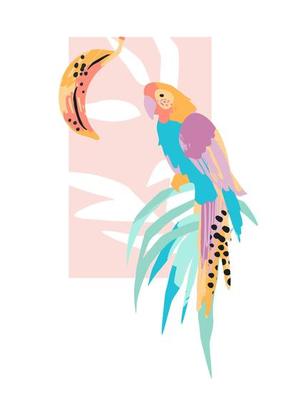 Abstract tropical illustration. Isolated design for tshirt, posters, covers, cards, interior decor and other use.