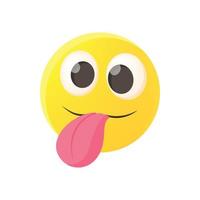 Emoticon with stuck out tongue icon, cartoon style vector