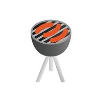 Sausages grilling over the coals on a barbecue vector