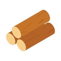 Wooden logs icon, isometric 3d style vector
