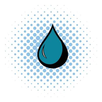 Black drop icon, comics style vector